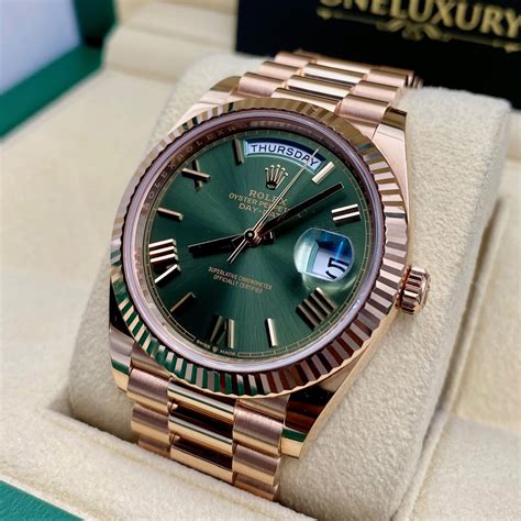 gold band green face rolex|rolex day date everose gold.